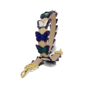 This Bag Strap is a Craft of Artwork, and Represents Elizabeth's Signature Butterfly Paintings Executed as a Leather Fashion Accessory.