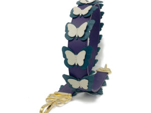 This Bag Strap is a Craft of Artwork, and Represents Elizabeth's Signature Butterfly Paintings Executed as a Leather Fashion Accessory.
