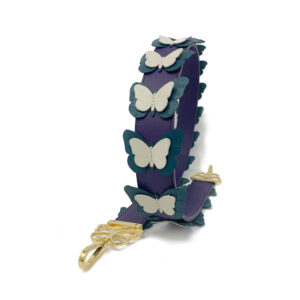 This Bag Strap is a Craft of Artwork, and Represents Elizabeth's Signature Butterfly Paintings Executed as a Leather Fashion Accessory.