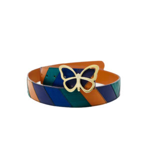 The Chevron Reversible Leather Belt is Composed of Individually Hand Cut Pieces of Leather. Elizabeth Sutton Collection.